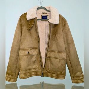 Club Room Tan Faux Suede Sherpa-Lined Jacket